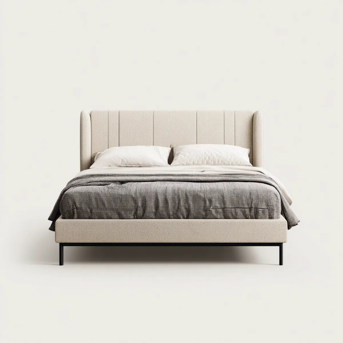 Polsterbett Doppelbett Beige 160 x 200 cm Polyester Rechteckig