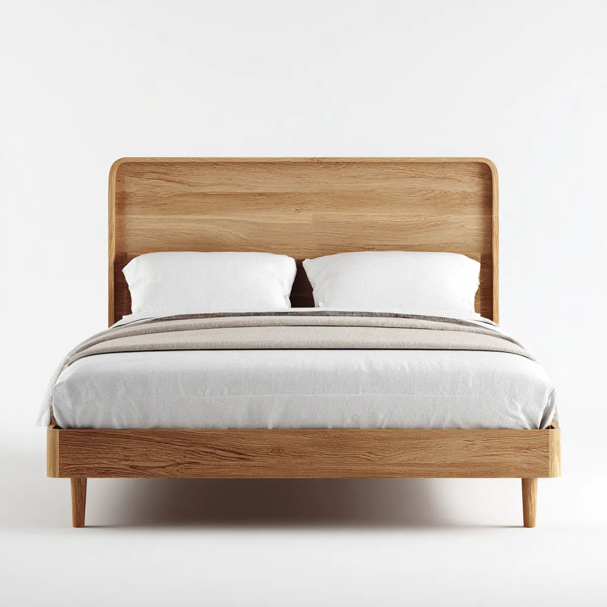 Doppelbett Bettgestell Naturbraun 160 x 200 cm massives Eichenholz rechteckig
