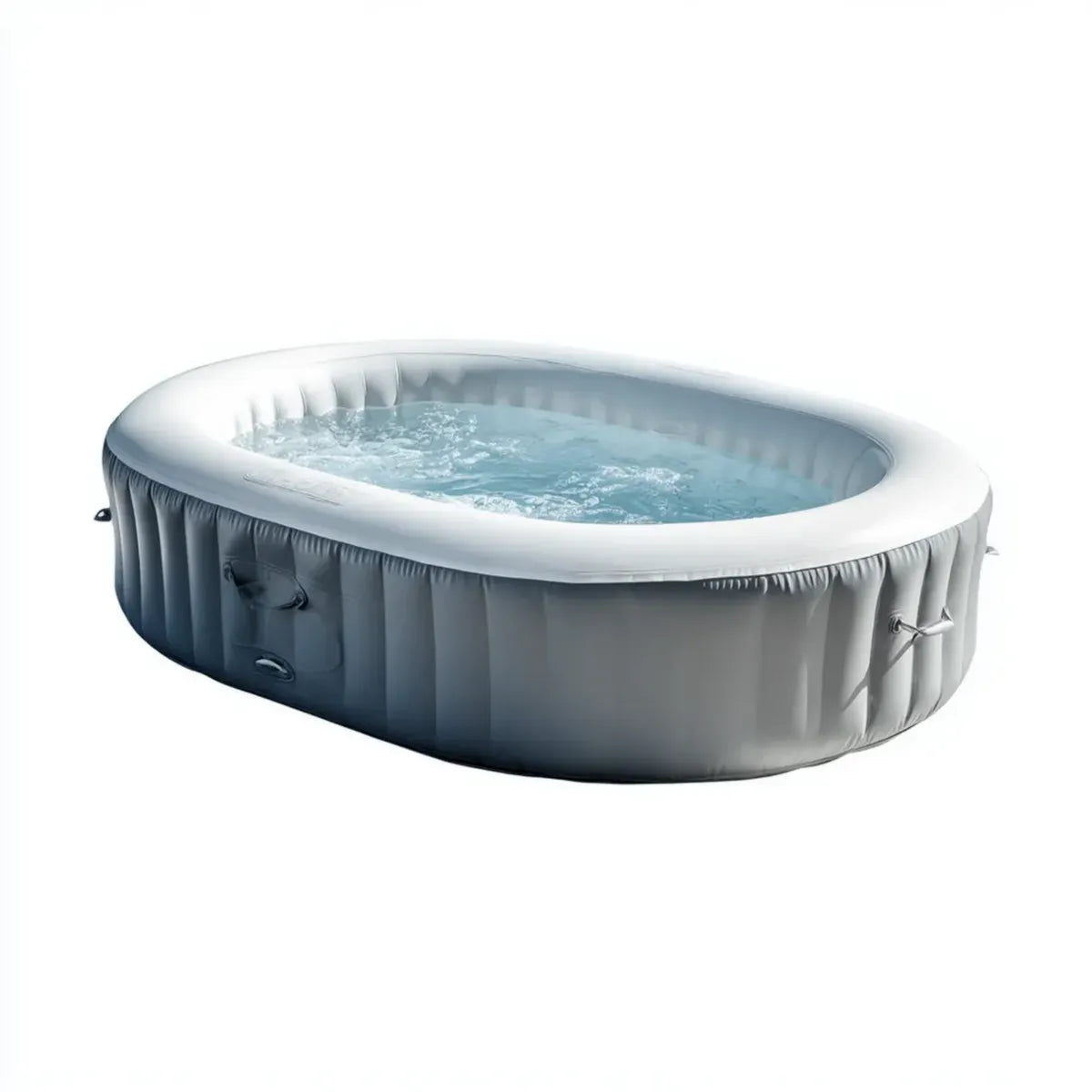 Aufblasbarer Whirlpool Grau Weiß aus PVC oval 190 x 150 x 65 cm