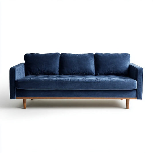 3-Sitzer Sofa Dunkelblau 210 x 88 x 84 cm Samtbezug Polyester Rechteckig