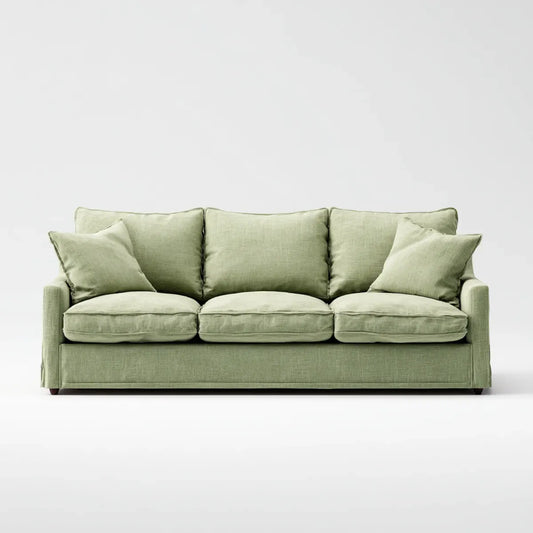 3-Sitzer Sofa Hellgrün 220 x 92 x 86 cm mit Polyesterbezug und Schaumstoffpolsterung