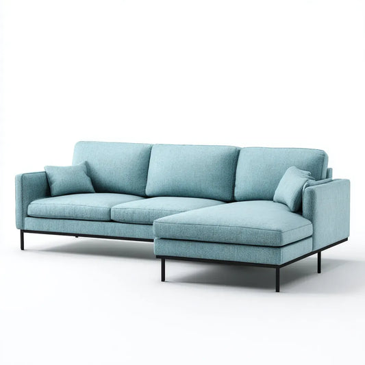 Ecksofa mit Recamiere rechts Hellblau 260 x 160 cm Polyester L-Form