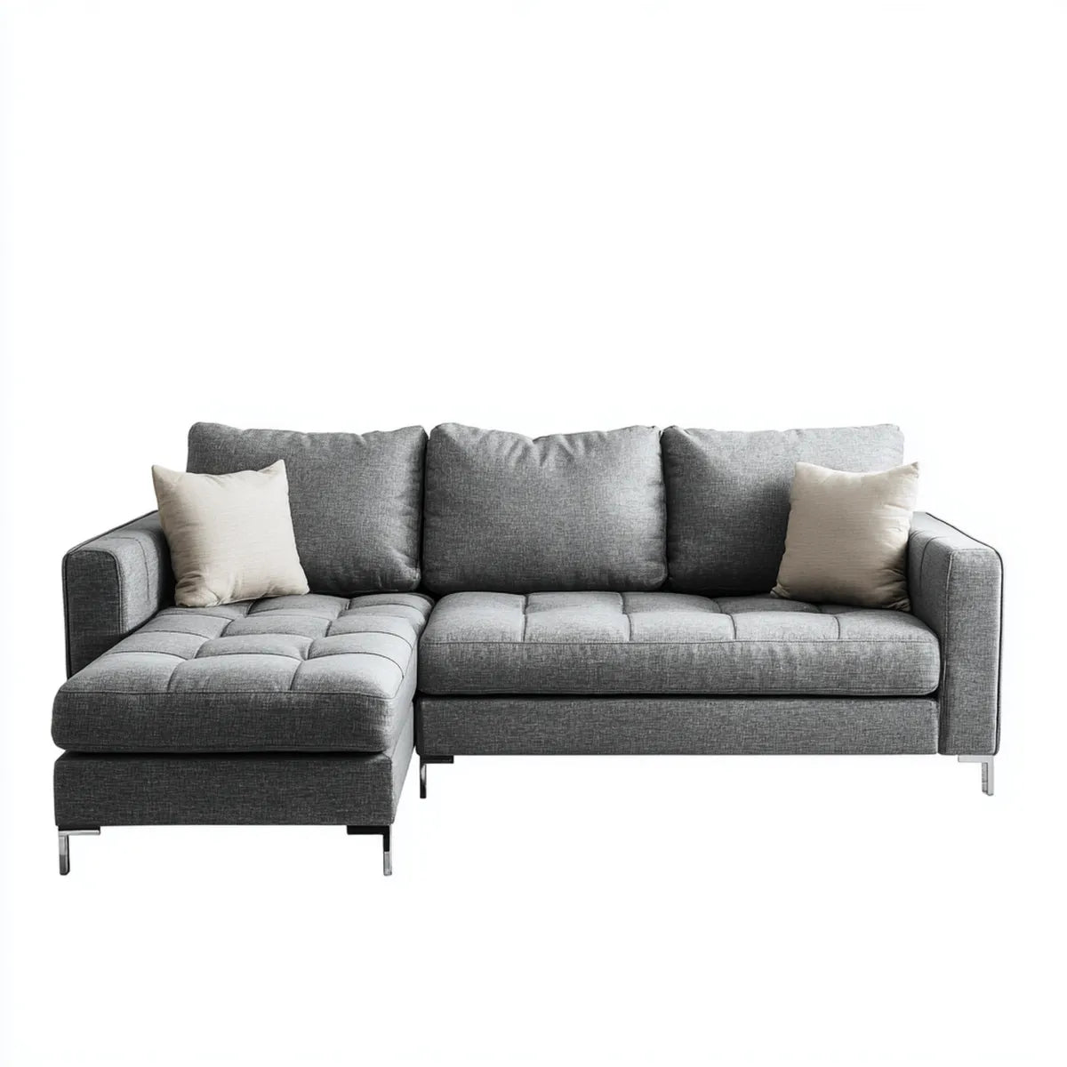Ecksofa mit Recamiere links Grau 240 x 160 x 85 cm Polyester L-Form