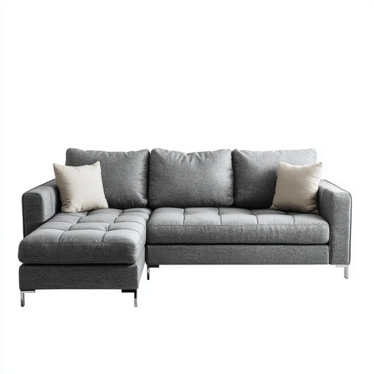 Ecksofa mit Recamiere links Grau 240 x 160 x 85 cm Polyester L-Form