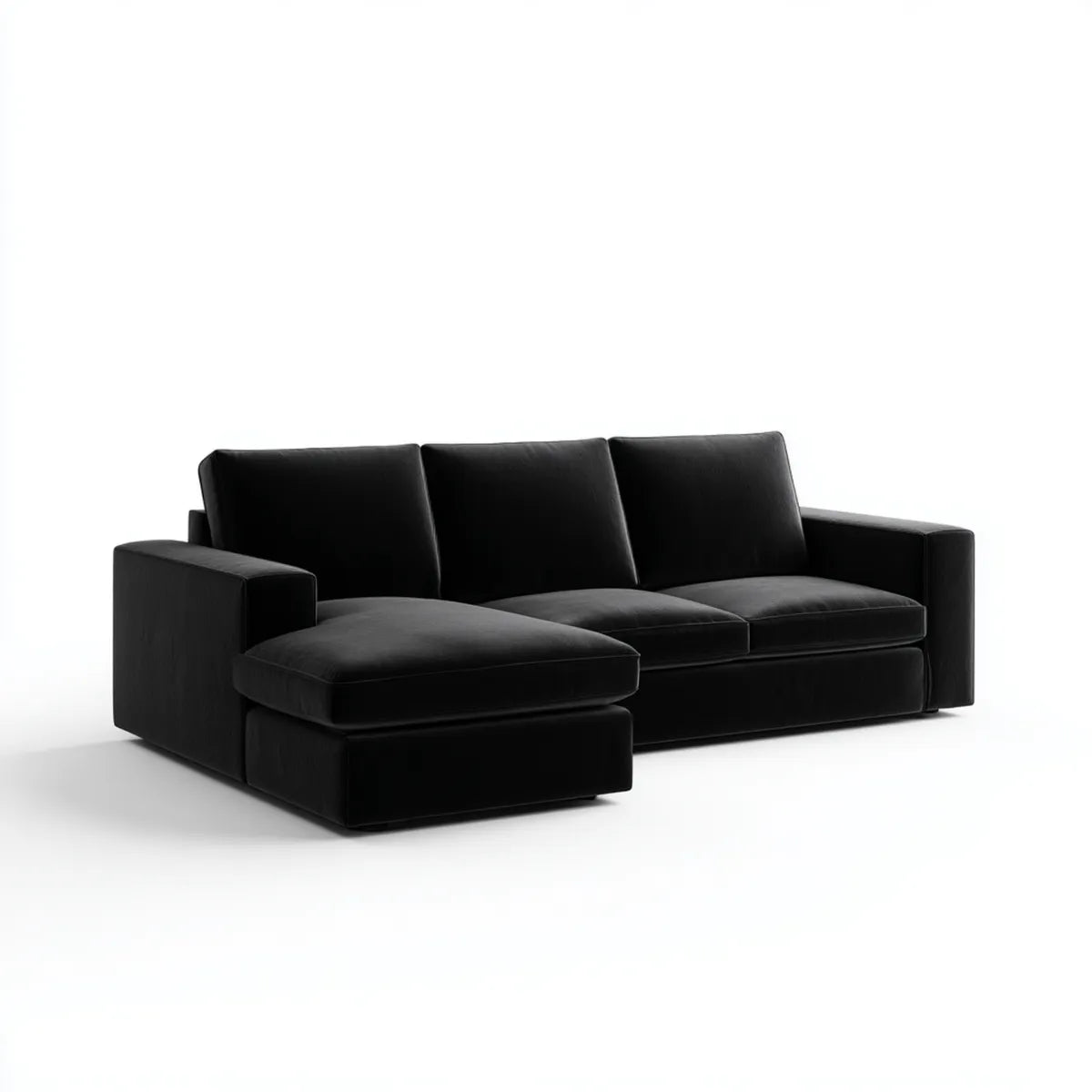 Ecksofa mit Recamiere Schwarz 260 x 160 cm Polyester-Samt L-Form