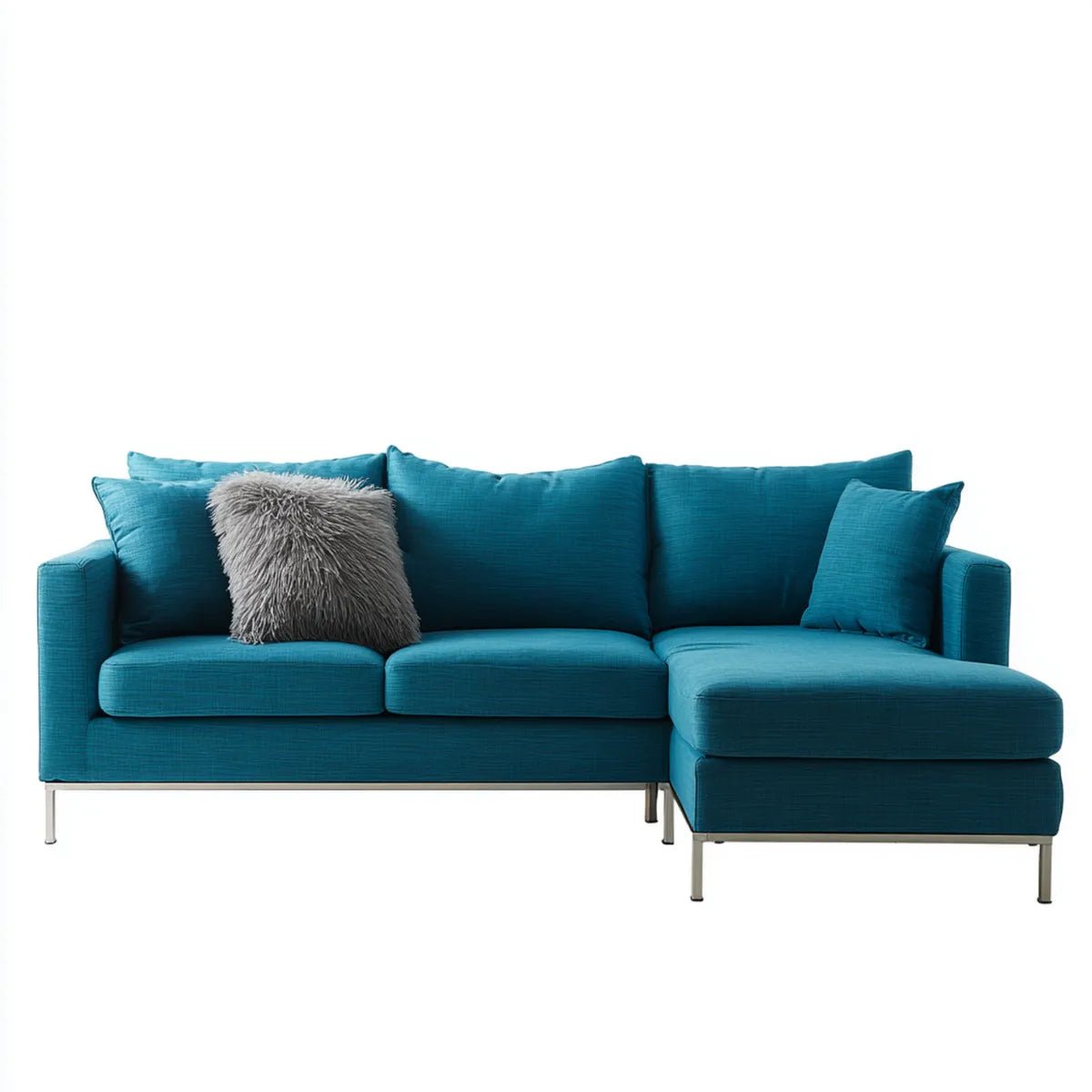 Ecksofa mit Recamiere Petrol 250 x 160 x 85 cm Polyester L-Form
