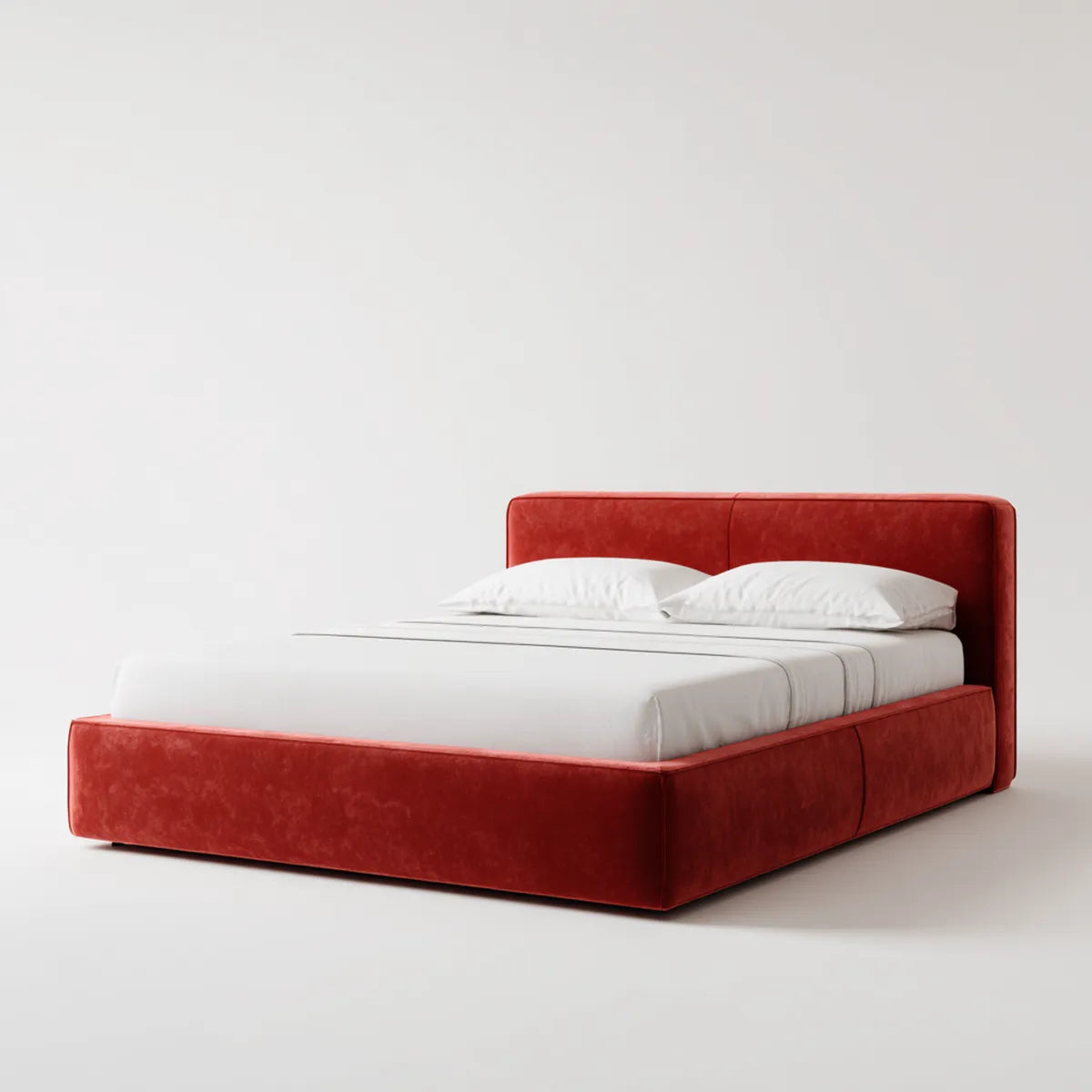 Polsterbett Doppelbett Rot 180 x 200 cm Polyester-Samt Rechteckig