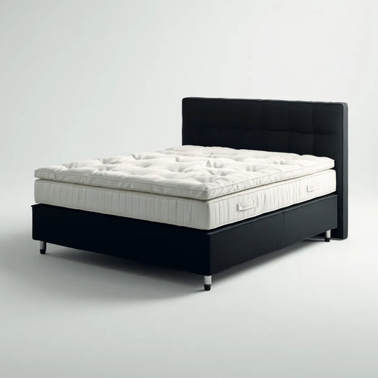Boxspringbett Doppelbett Schwarz 180 x 200 cm Polyester Rechteckig mit Matratze