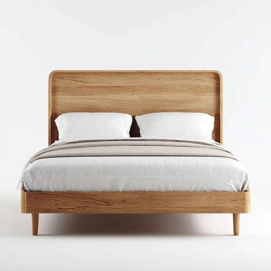 Doppelbett Bettgestell Naturbraun 160 x 200 cm massives Eichenholz rechteckig