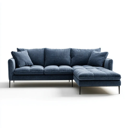 Ecksofa mit Recamiere rechts Blau 250 x 160 x 85 cm Polyester 3-Sitzer L-Form