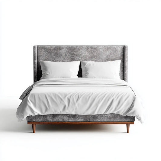 Polsterbett Doppelbett Grau 180 x 200 cm mit Samtbezug und Holzfüßen