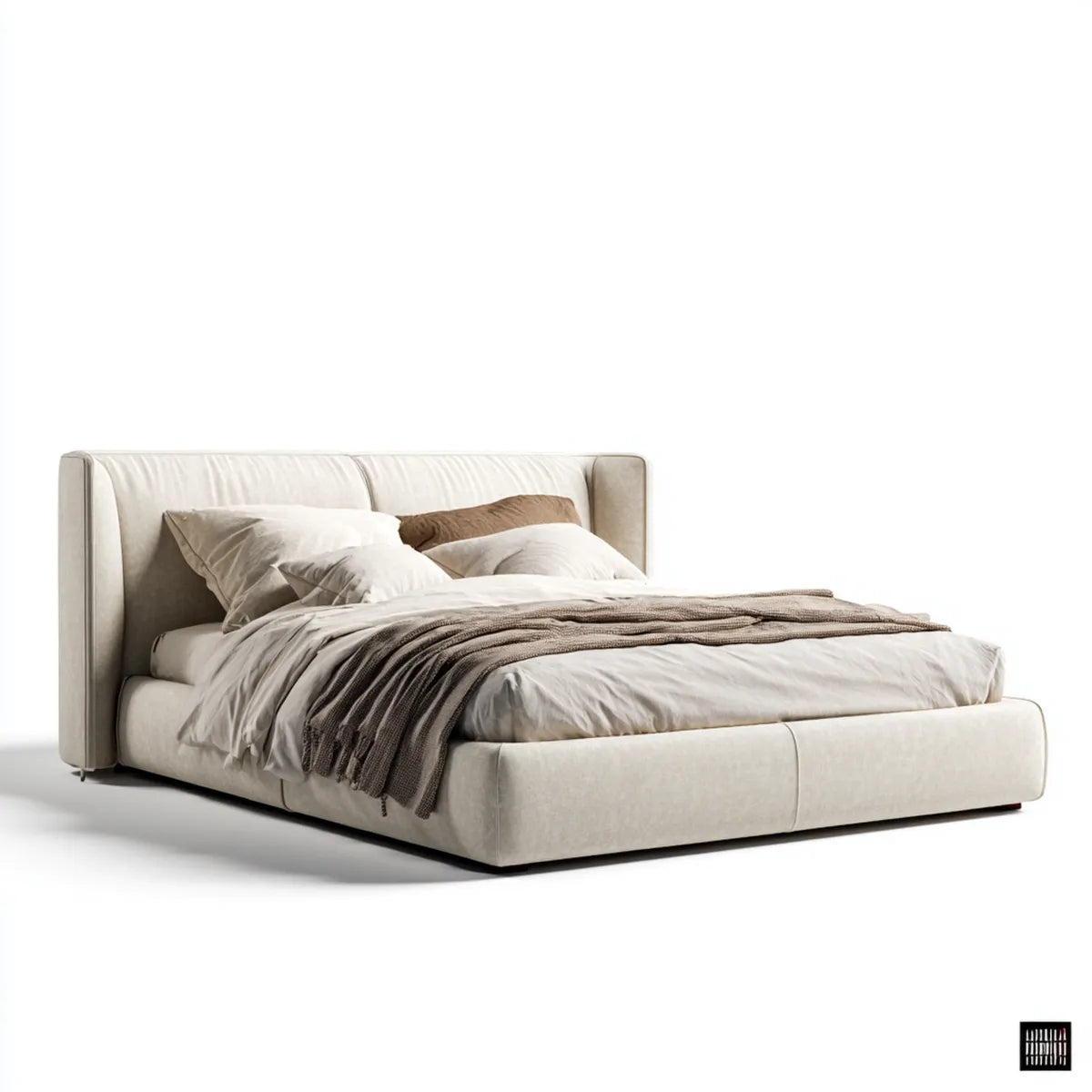 Polsterbett Doppelbett Beige 180 x 200 cm Polyester-Samt Rechteckig