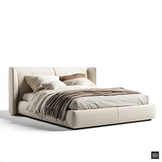 Polsterbett Doppelbett Beige 180 x 200 cm Polyester-Samt Rechteckig