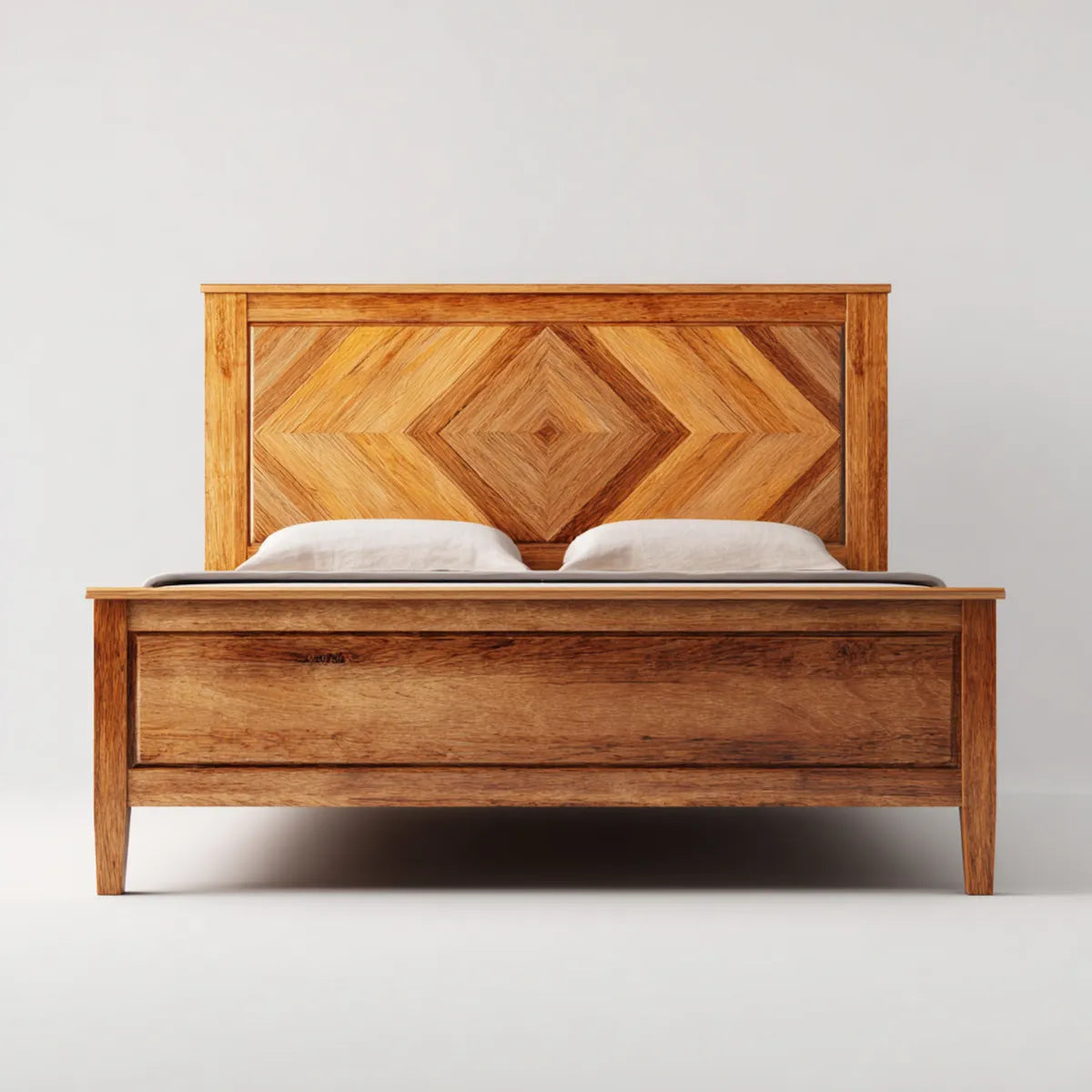 Doppelbett aus massivem Mangoholz Naturbraun 160 x 200 cm Rechteckig