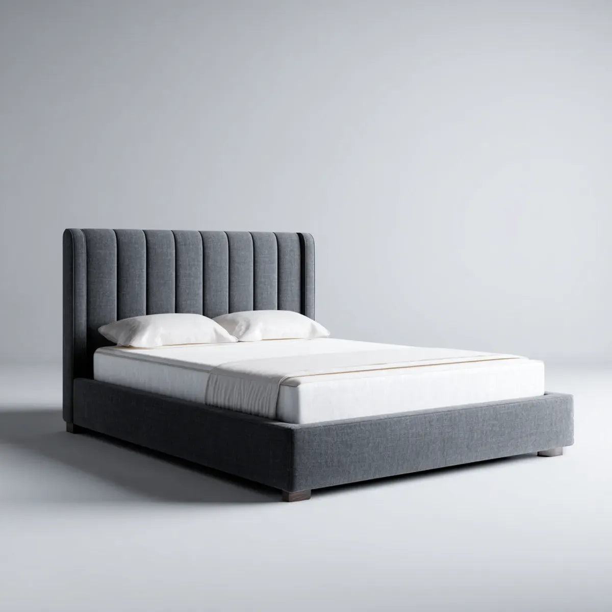 Polsterbett Doppelbett Dunkelgrau 160 x 200 cm Polyester Rechteckig