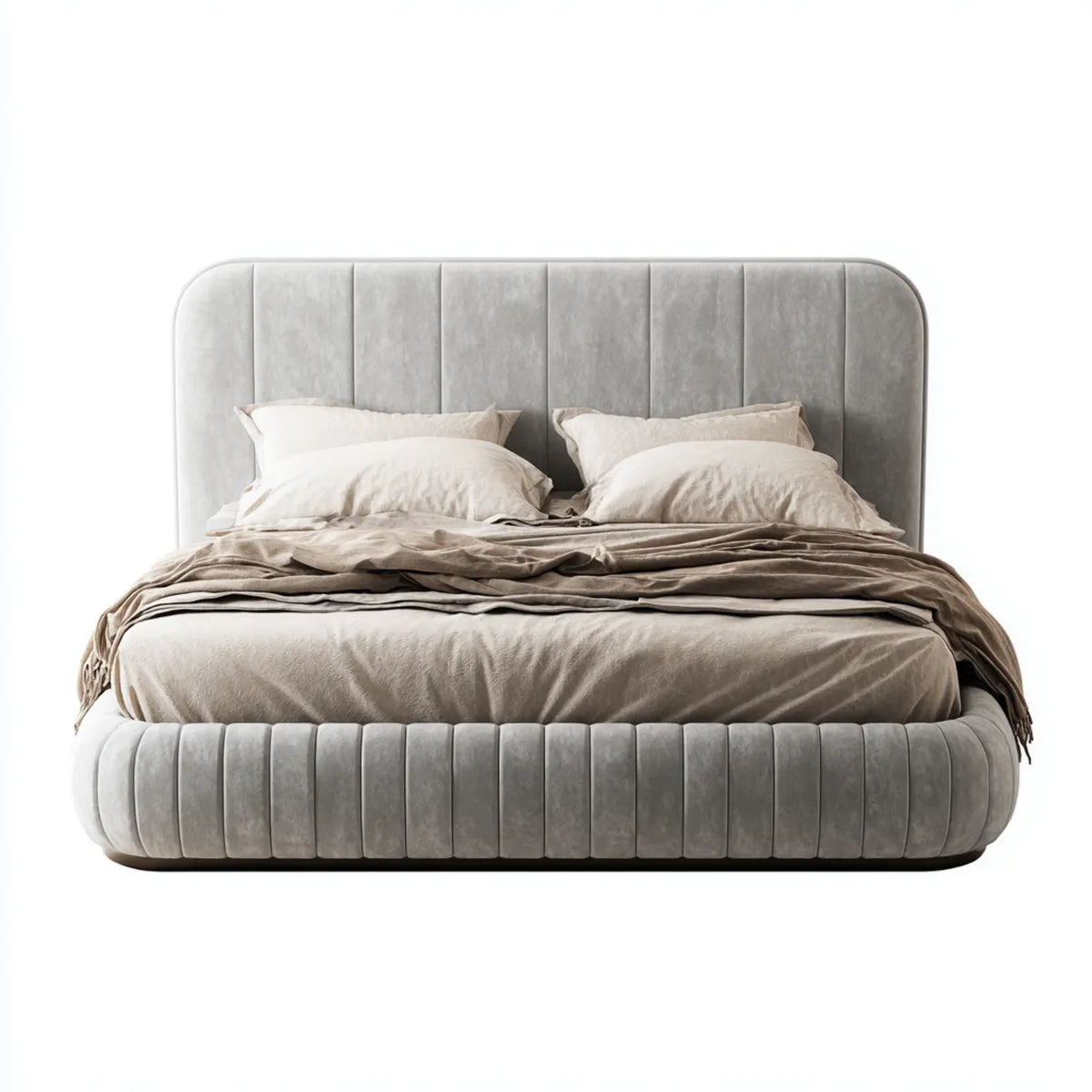 Polsterbett Doppelbett Hellgrau 180 x 200 cm Polyester-Samt Rechteckig