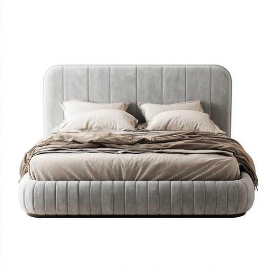 Polsterbett Doppelbett Hellgrau 180 x 200 cm Polyester-Samt Rechteckig
