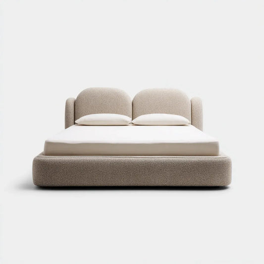 Polsterbett Doppelbett Beige 180 x 200 cm Polyester-Bouclé abgerundete Form